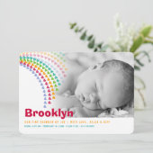 Rainbow Hearts Sprinkles Baby Birth Ankündigung (Stehend Vorderseite)