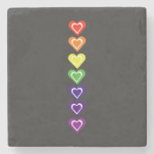 Rainbow hearts steinuntersetzer (Vorderseite)