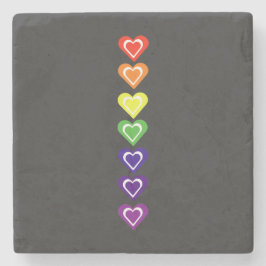 Rainbow hearts steinuntersetzer