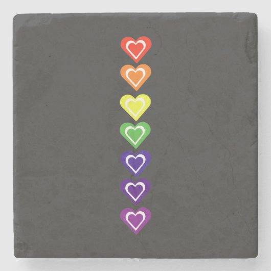 Rainbow hearts steinuntersetzer (Vorderseite)