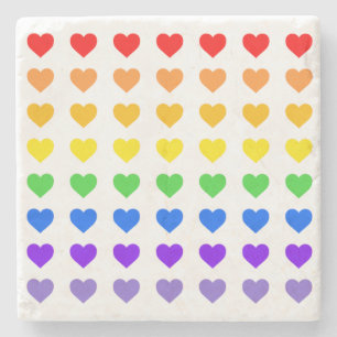 Rainbow Hearts Steinuntersetzer