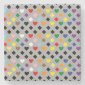 Rainbow Hearts Steinuntersetzer (Vorderseite)