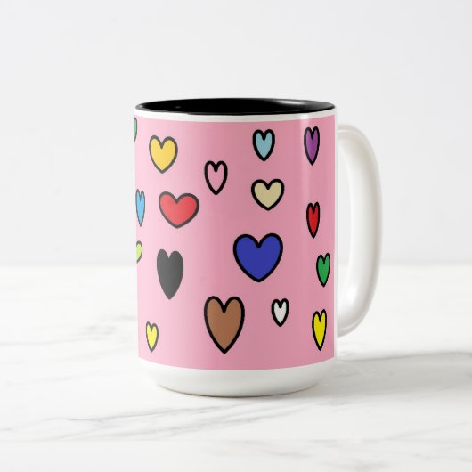 Rainbow Hearts Tasse (VorderseiteRechts)