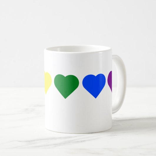 Rainbow Hearts Tasse (VorderseiteRechts)