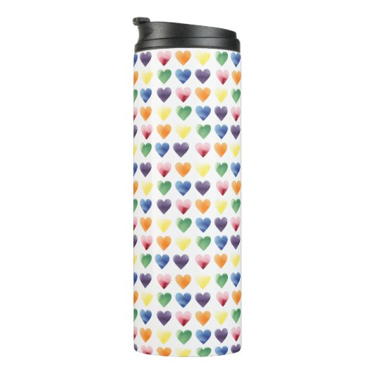Rainbow Hearts Thermosbecher (Nach rechts gedreht)