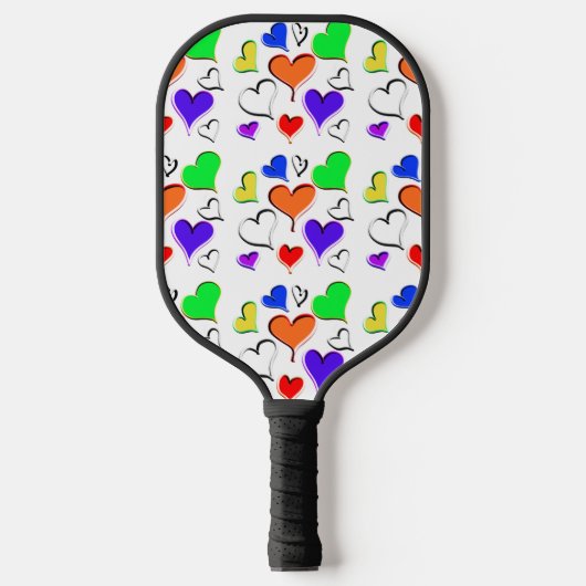 Rainbow Hearts Two Sided Monogram Pickleball Schläger (Vorderseite)
