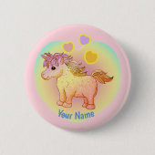 Rainbow Hearts Unicorn Button (Vorderseite)