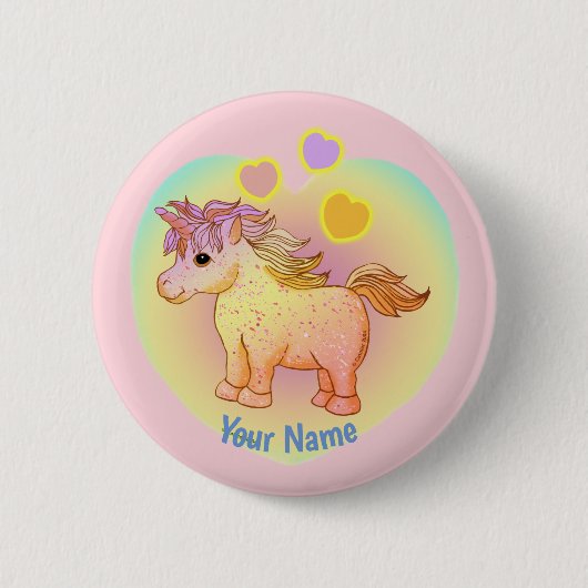 Rainbow Hearts Unicorn Button (Vorderseite)