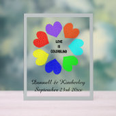 Rainbow Hearts Wedding der interrassischen Liebe Acrylschild (Neutral)