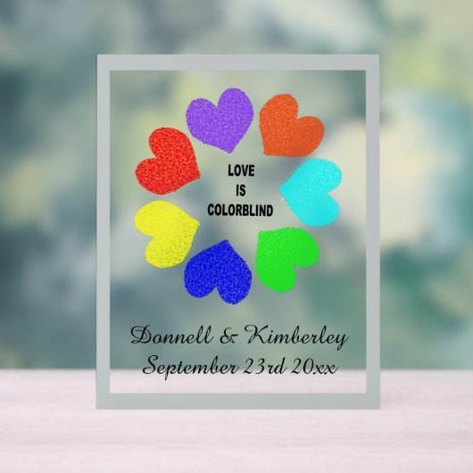 Rainbow Hearts Wedding der interrassischen Liebe Acrylschild (Neutral)