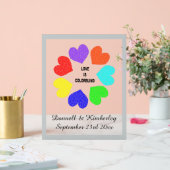 Rainbow Hearts Wedding der interrassischen Liebe Acrylschild (Hochzeit)