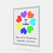 Rainbow Hearts Wedding der interrassischen Liebe Acrylschild (Winkel)