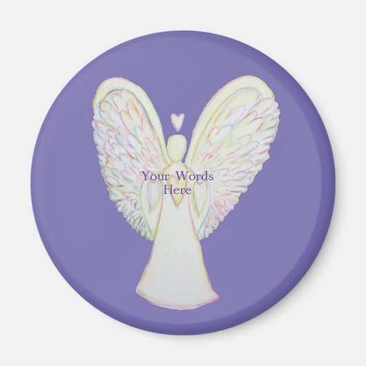 Rainbow Hearts White Angel Art Magnet (Vorne)