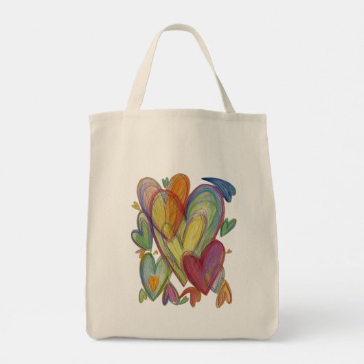 Rainbow Hearts Word Art Inspirational Tote Bag Tragetasche (Rückseite)