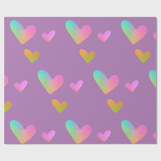 Rainbow Hearts Wrapping Paper Geschenkpapier (Flach)