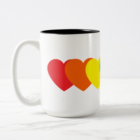 Rainbow Hearts Zweifarbige Tasse (Links)