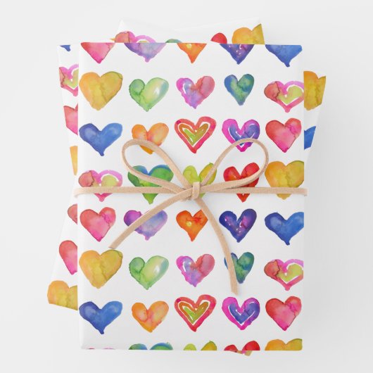 Rainbow-Hearvingpapier Flachblatt-Set 3 Geschenkpapier Set (Beispiel)