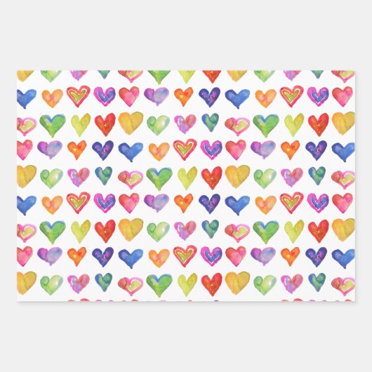 Rainbow-Hearvingpapier Flachblatt-Set 3 Geschenkpapier Set (Vorderseite)