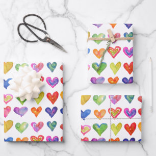 Rainbow-Hearvingpapier Flachblatt-Set 3 Geschenkpapier Set