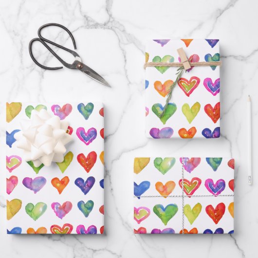Rainbow-Hearvingpapier Flachblatt-Set 3 Geschenkpapier Set (Vorderseite)