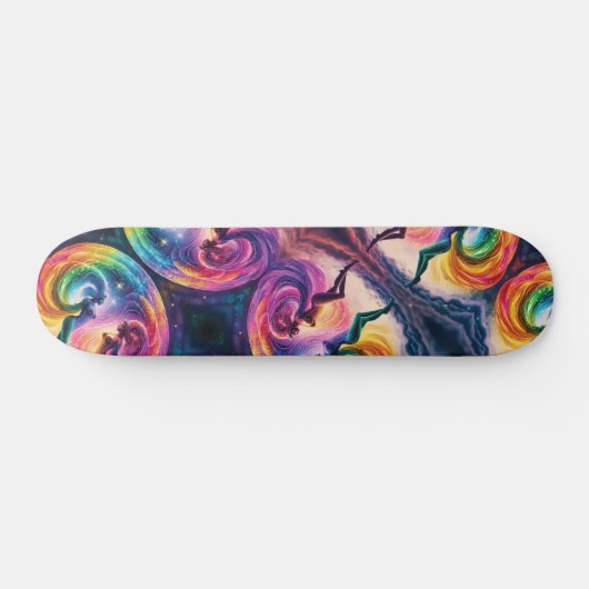 Rainbow Heaven Cosmic Galaxy Feminine Energy Sk8r Skateboard (Horizontal)