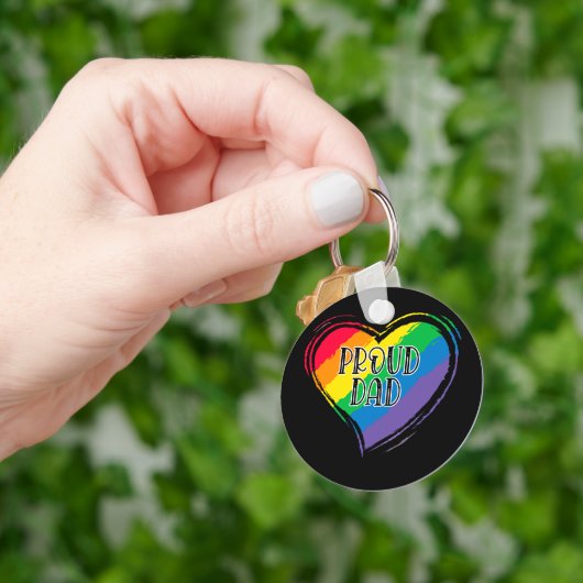 Rainbow Heft Flag Proud Vater LGBT Gay Pride Monat Schlüsselanhänger (Hand)