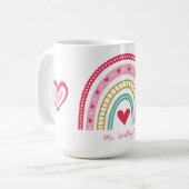 Rainbow Heft Monogram Name Teacher Kaffeetasse (Vorderseite Links)