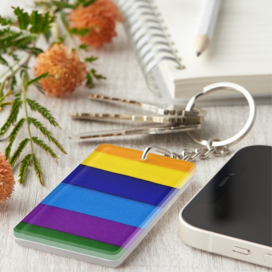 Rainbow hell gestreifter Schlüsselring (Vorderseite rechts)