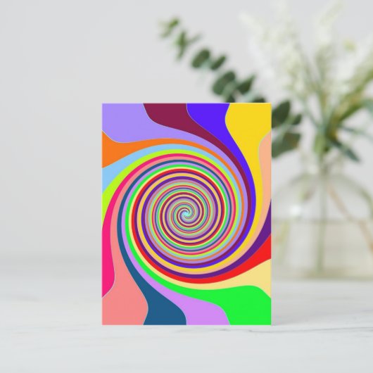 Rainbow hell Psychedelic Swirl Postkarte (Stehend Vorderseite)
