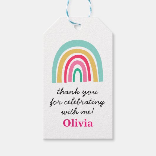 Rainbow Helle Farben Geburtstag Danke Geschenkanhänger (Vorderseite)