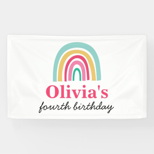 Rainbow Helle Farben Geburtstagsparty Banner (Horizontal)