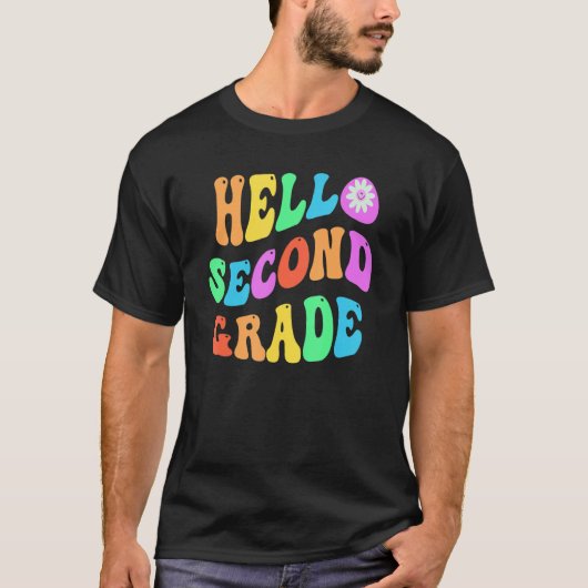 Rainbow Hello Second Grade Retro 2. Gr Little Mis T-Shirt (Vorderseite)