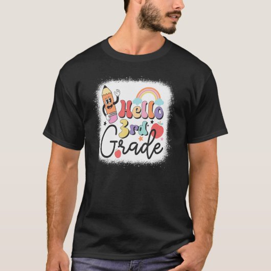 Rainbow Hello Third Grade Teacher First Day T-Shirt (Vorderseite)