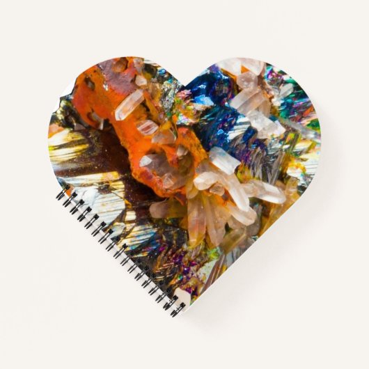 Rainbow Hematite Crystal Heart Notepad Valentines Notizblock (Vorderseite)