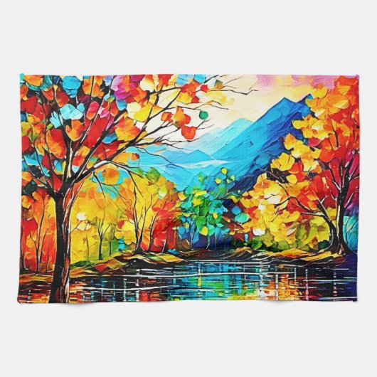 Rainbow Herbst Kunst, Dichtung und Musik Geschirrtuch (Horizontal)