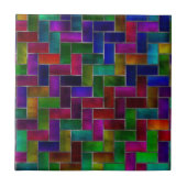 Rainbow Herringbone Brick Stained Glass Window Fliese (Vorderseite)