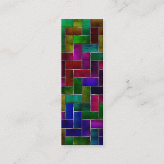 Rainbow Herringbone Brick Stained Glass Window Mini Visitenkarte (Vorderseite)