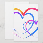 Rainbow-Herz Briefpapier (Vorne/Hinten)