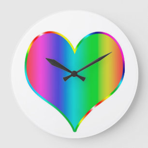 Rainbow-Herz Große Wanduhr