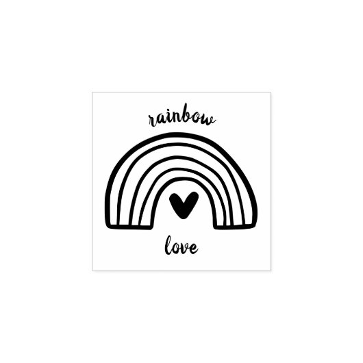Rainbow-Herz Gummistempel (Prägung)