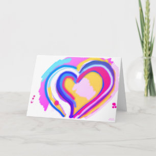 RAINBOW HERZ ORIGINALE KUNST Faltkarte Karte
