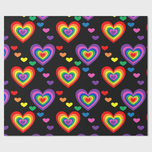 Rainbow-Herz-Packpapier Geschenkpapier (Flach)