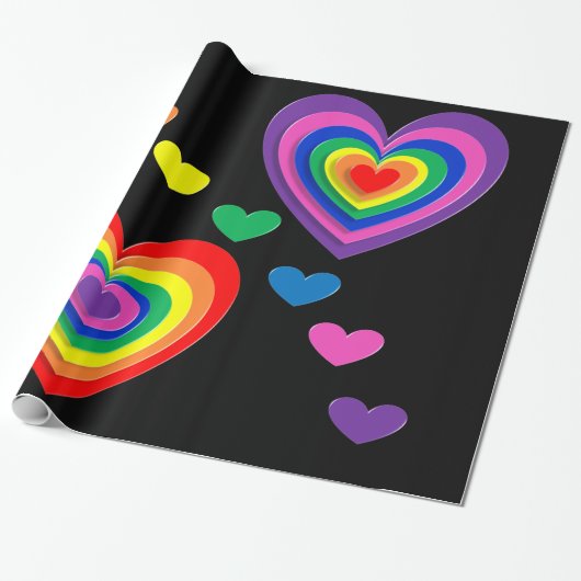 Rainbow-Herz-Packpapier Geschenkpapier (Ungerollt)