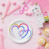 Rainbow-Herz-Papier Pappteller (Party)