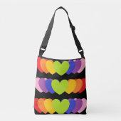 Rainbow-Herz-Print-Cross-Body-Bag oder Totbeutel Tragetaschen Mit Langen Trägern (Vorderseite)