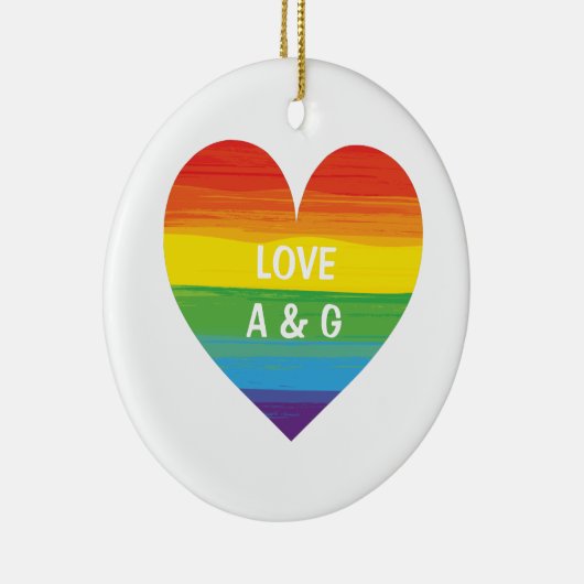 Rainbow-Herz - Text anpassen Keramik Ornament (Rechts)