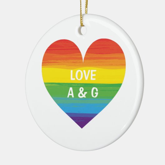 Rainbow-Herz - Text anpassen Keramik Ornament (Links)