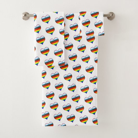 Rainbow Herzdesign Pattern Badetuch Set (Insitu)