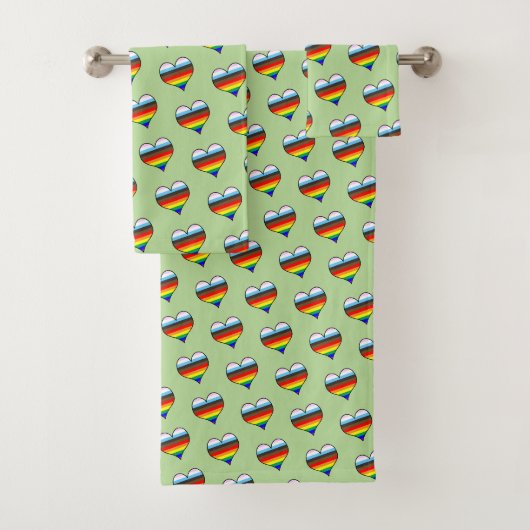 Rainbow Herzdesign Pattern Badetuch Set (Insitu)