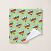 Rainbow Herzdesign Pattern Badetuch Set (Waschlappen)